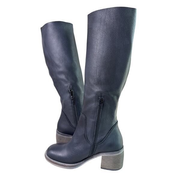 Free People Essential Tall Slouch Boot Women's Size EU37 Black Leather Round Toe - Picture 2 of 13